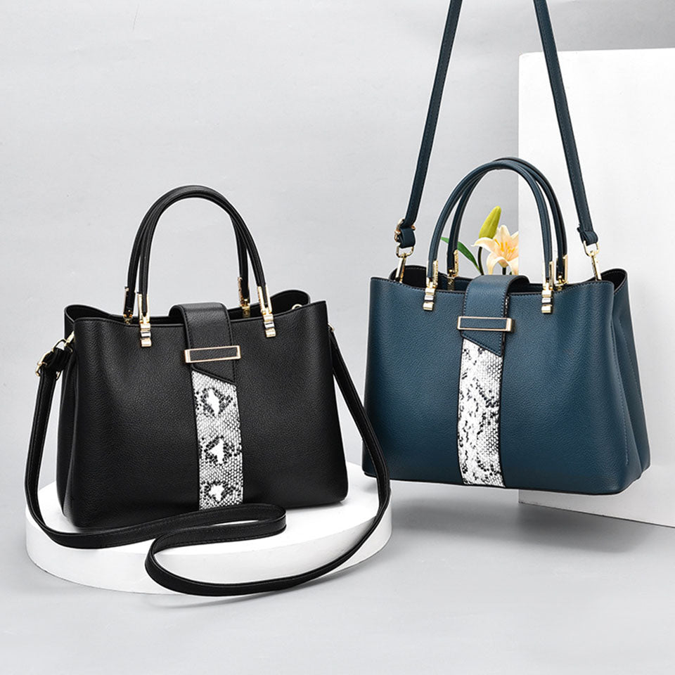 Luxury Snake Grain Leather Women's Tote & Crossbody Bag