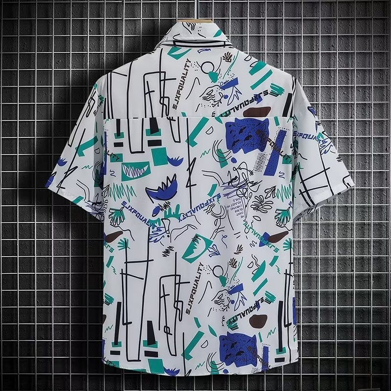 Men's Summer Short Sleeve Graffiti Polo Shirt