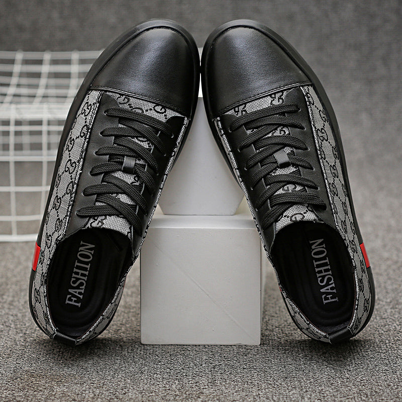 Men's Business Casual Leather Sneakers - Breathable Canvas