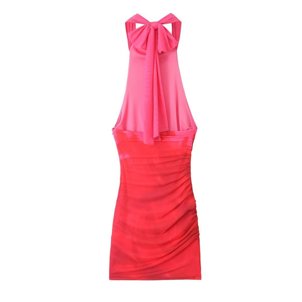 Spring Fashion Women's Printed Backless Dress