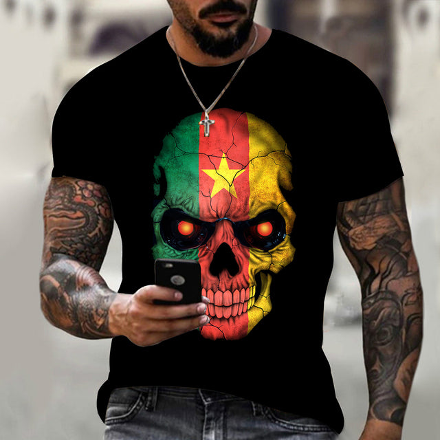 3D Skull Hip Hop O-Neck T-Shirt for Men