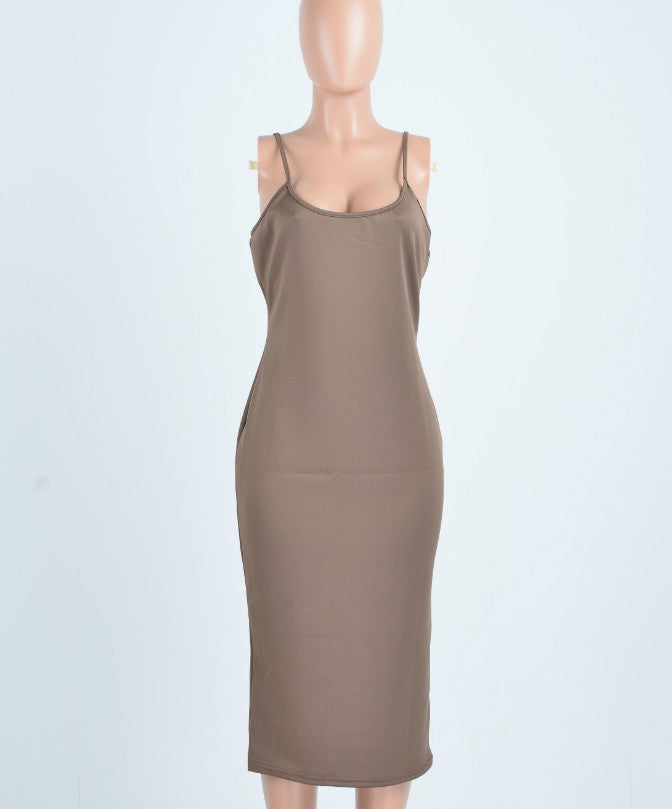 Evarisluxe Milk Silk Bandage Strap Dress