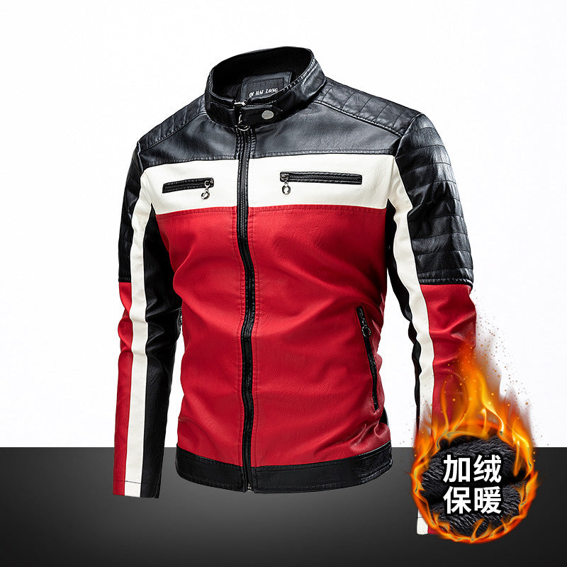 Men's Fashion Patchwork Leather Jacket for Riding