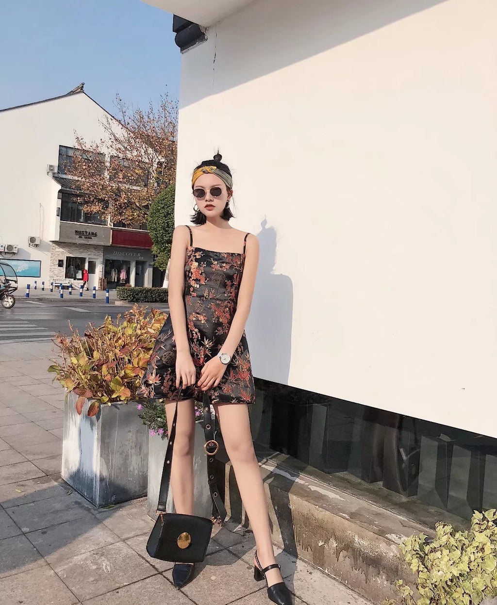 Early Spring Floral Print Chinese Style Dress