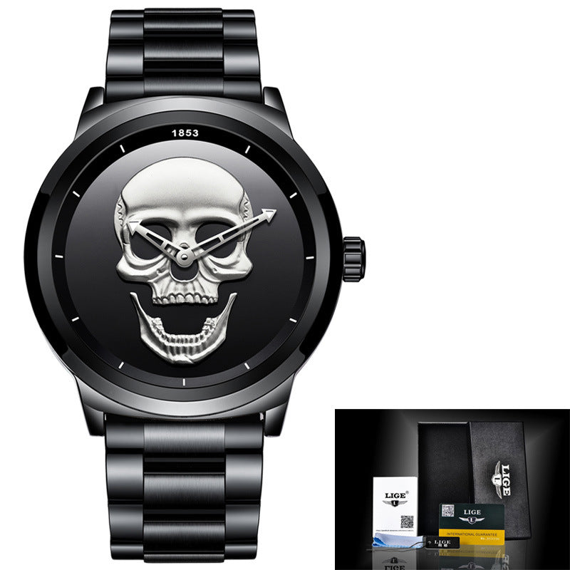 LIGE 3D Skull Watch for Men | Evarisluxe