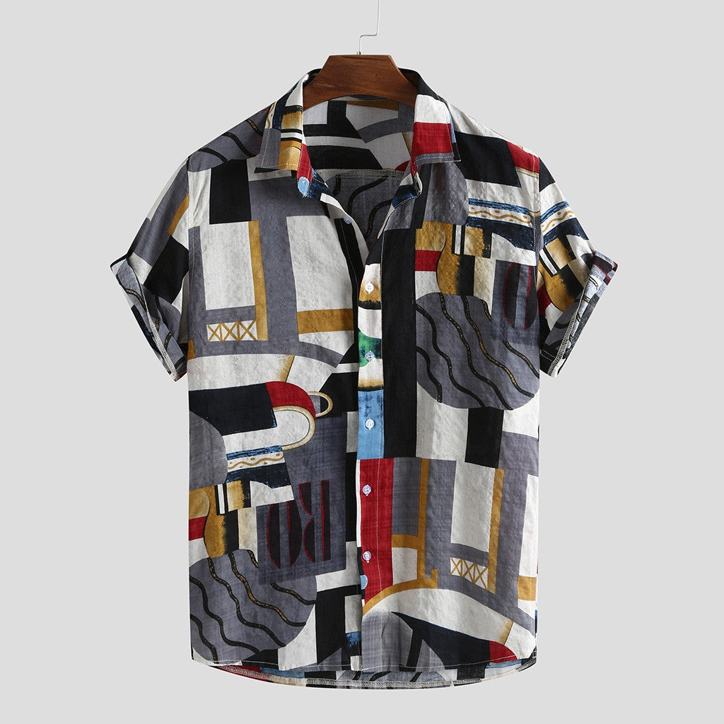 Men's Short Sleeve Printed Casual Hawaiian Shirt
