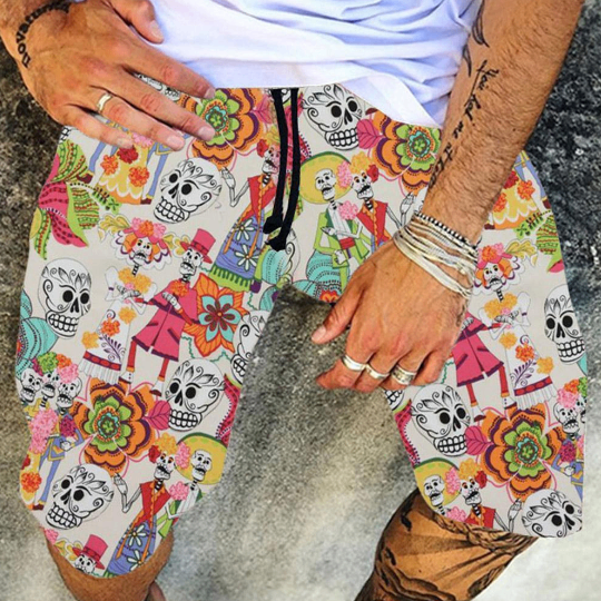 Casual Printed Cotton and Linen Summer Shorts