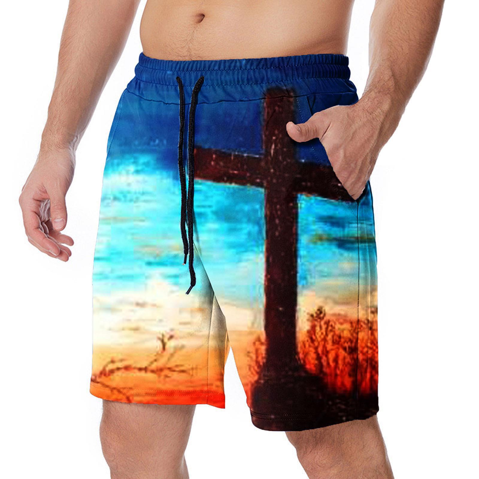 2023 Summer Men's 3D Digital Print Beach Shorts