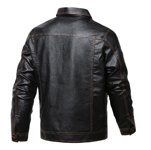 Fleece Lined Autumn Jacket - Thick Leather Coat