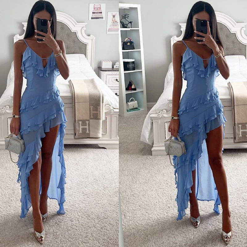 Evarisluxe Irregular Solid Color Dress for Women