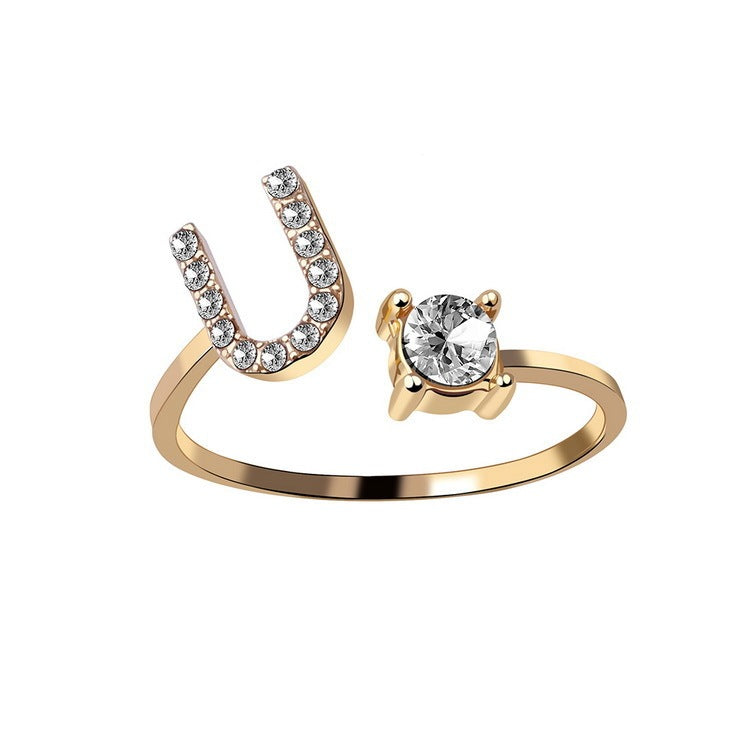 Evarisluxe Initial Letter Gold Ring