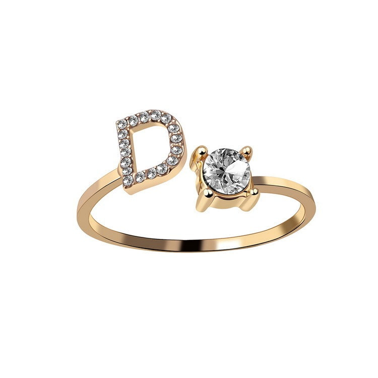 Evarisluxe Initial Letter Gold Ring