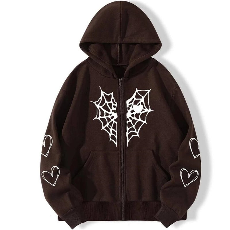 Spider Rhinestone Print Cardigan Jacket Combo