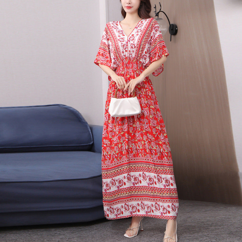 Southeast Asia Travel Floral Cotton Dress for Summer