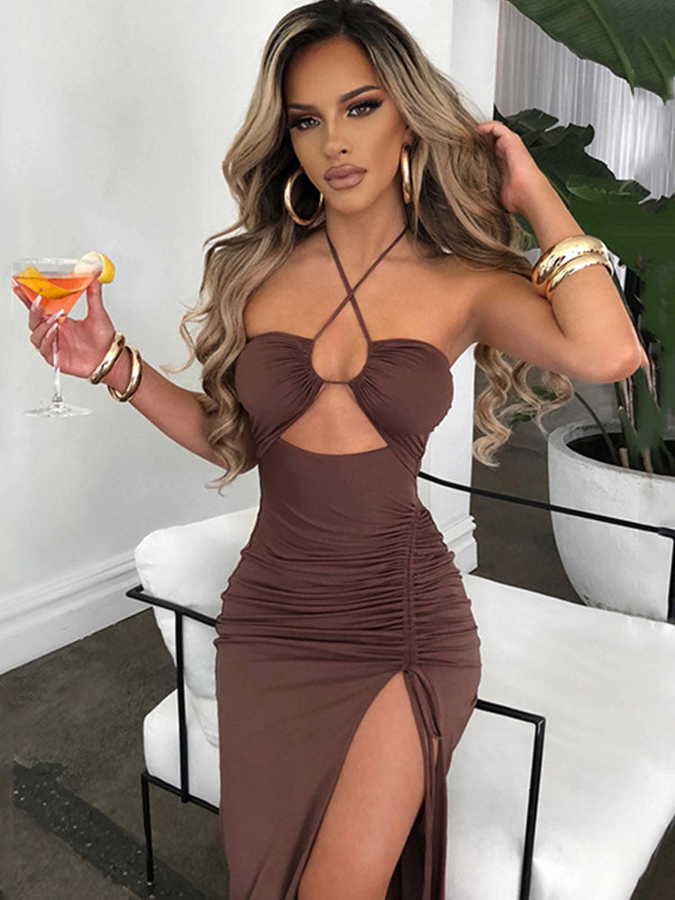 Spring New High-Slit Halter Dress for Women