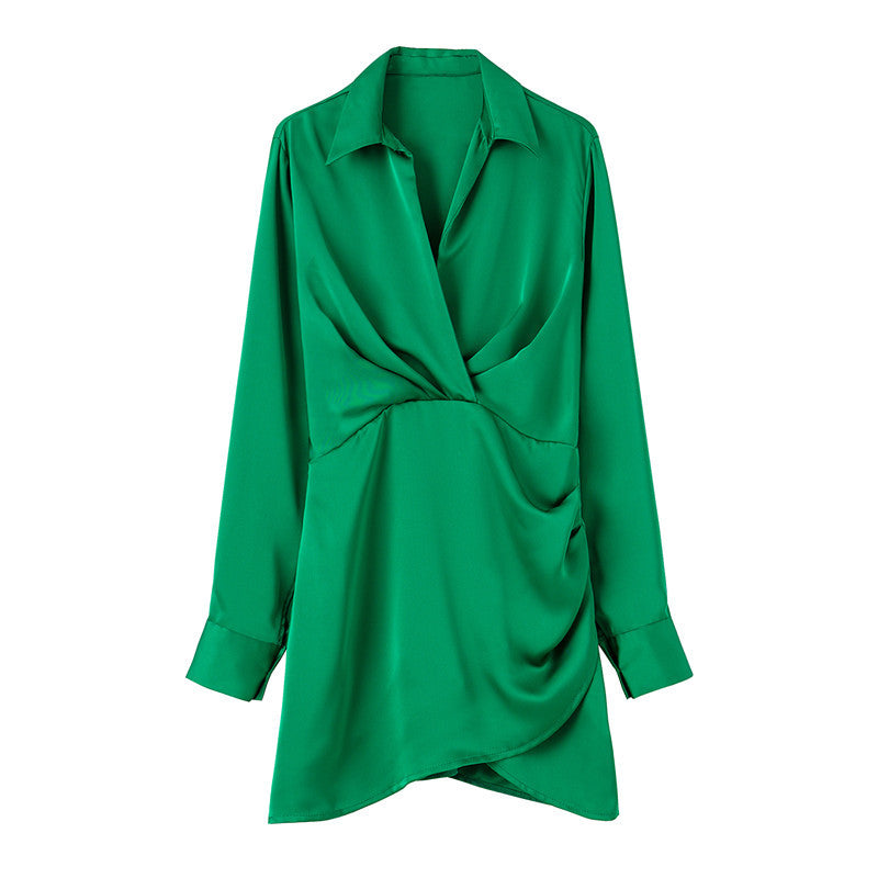2024 Spring/Summer Satin Long Sleeve Dress for Women