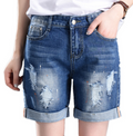 Women's Summer Distressed Cuffed Denim Shorts