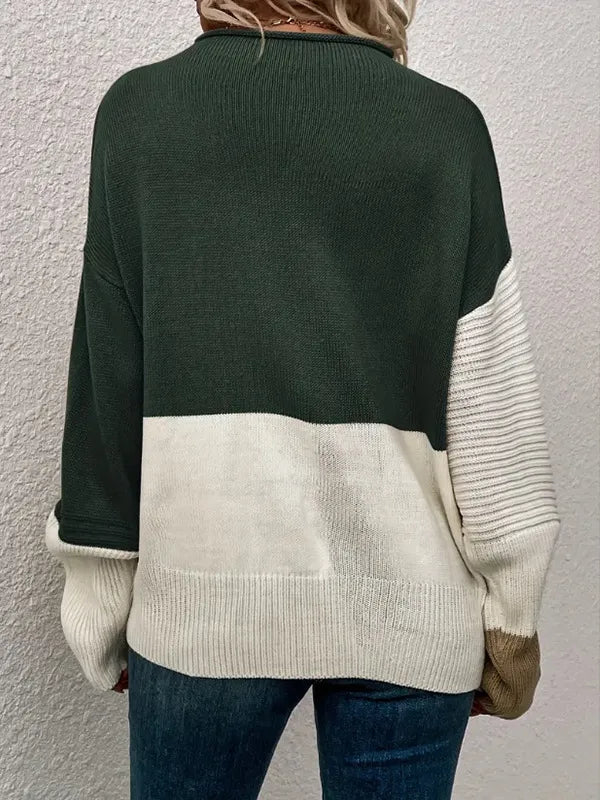 Women's Colorblock Knitted Sweater Pullover
