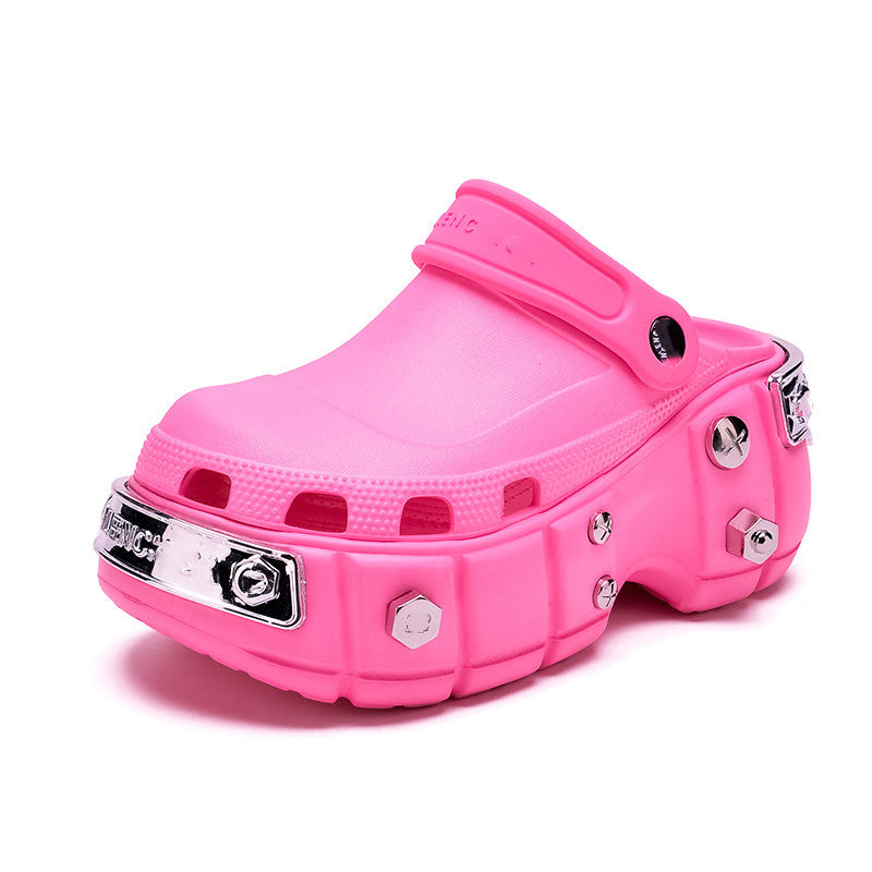 2023 Summer New Studded Metal Clog Shoes for Women