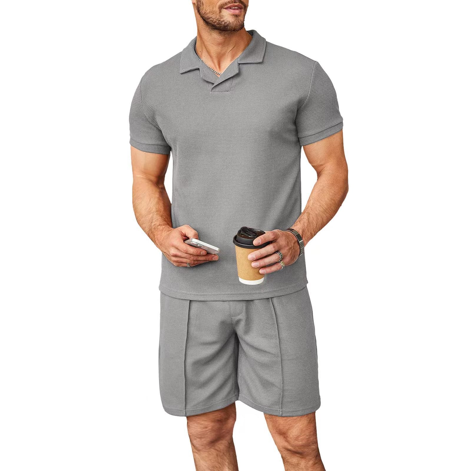2023 Summer New Men's Casual Polo Shirt Set
