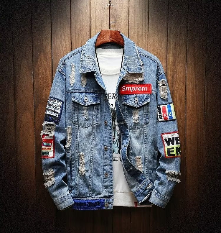 Spring Ins Embroidered Denim Jacket for Men