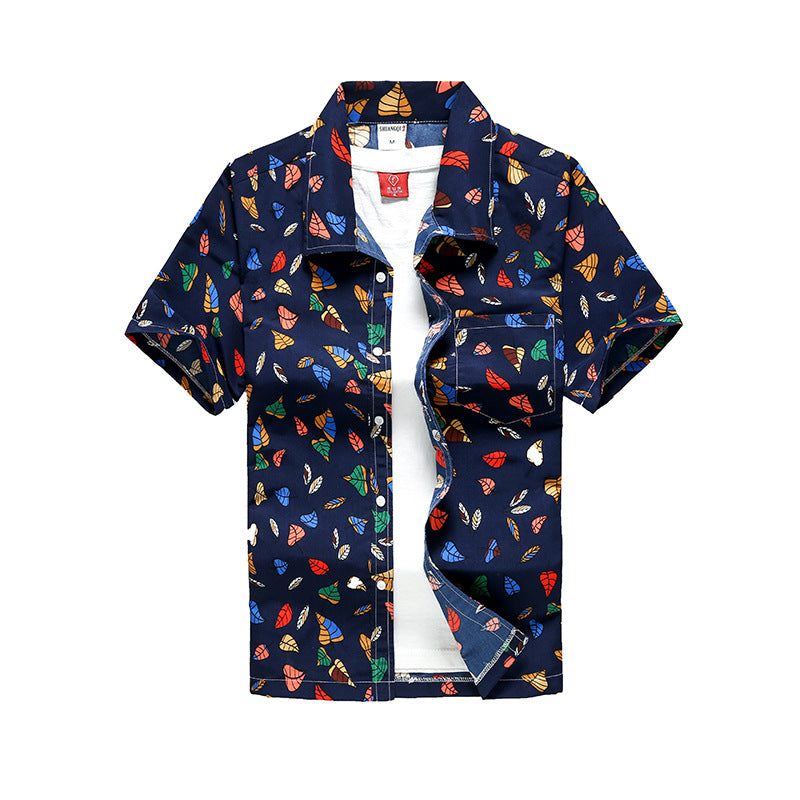 Hawaiian Men's Printed Short Sleeve Shirt, Summer Casual