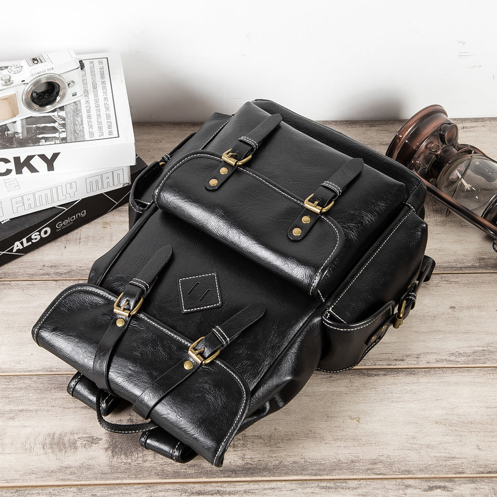 Stylish PU Leather Backpack for Men - Outdoor Travel