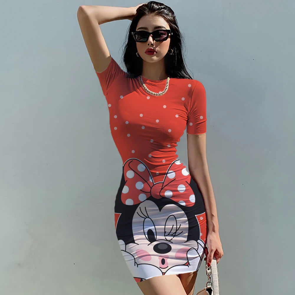 2023 Disney Mickey Mouse Print Summer Dress for Women