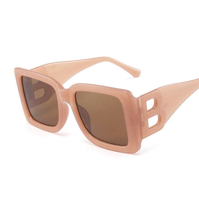Fashion Brand Black Gradient Square Sunglasses for Women
