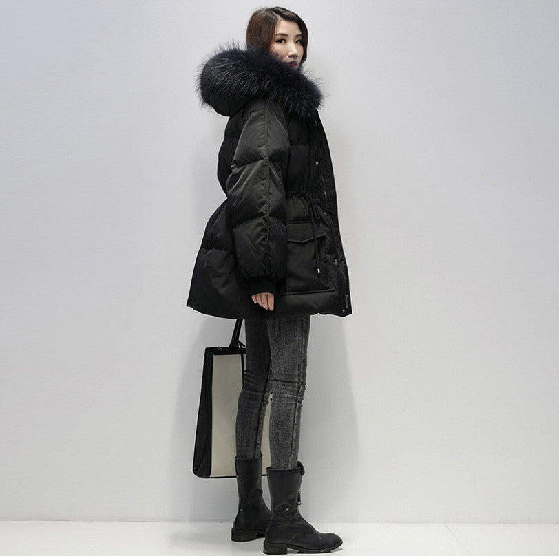 Mid-Length Down Cotton Jacket for Women (Korean Style)