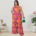 Plus Size Women's Sleeveless Summer Jumpsuit with Sash