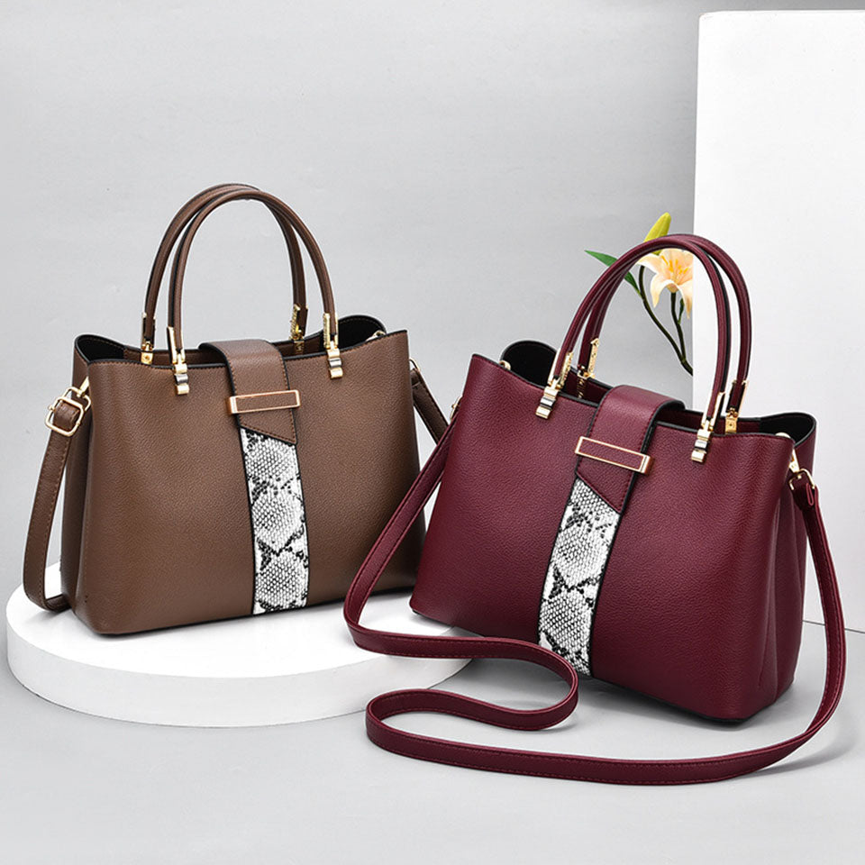 Luxury Snake Grain Leather Women's Tote & Crossbody Bag