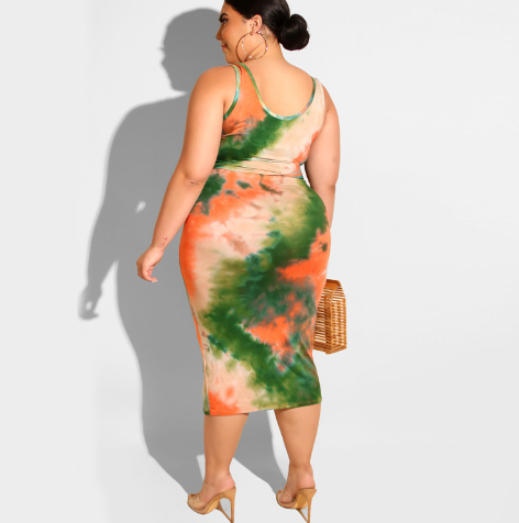 Printed Vest and Midi Skirt Two-Piece Set