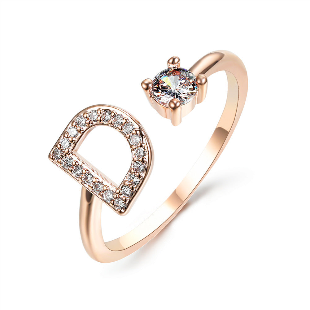 Evarisluxe Initial Letter Gold Ring