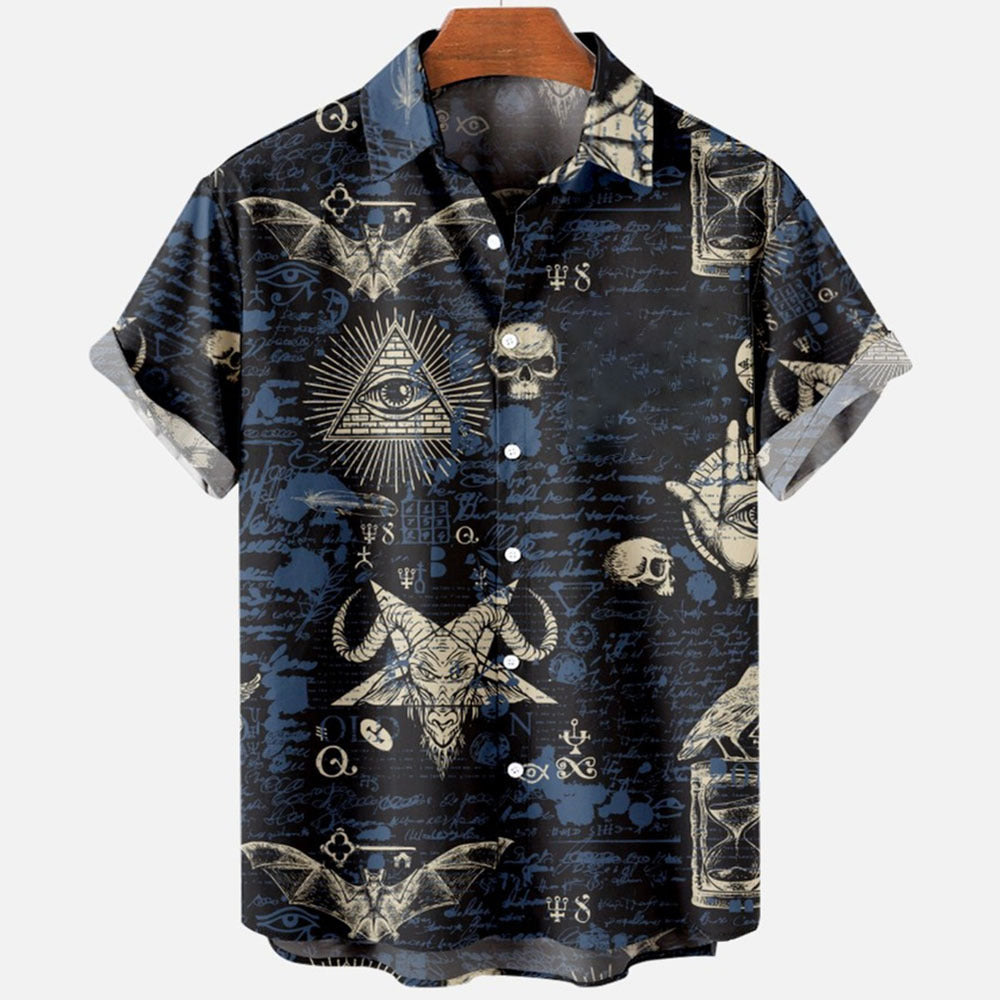 2022 Devil Horror 3D Printed Loose Hawaiian Shirt for Men