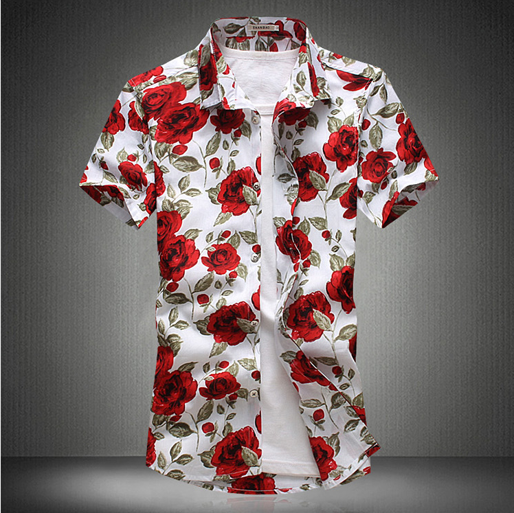 2018 Fashion Floral Short Sleeve Shirt for Men