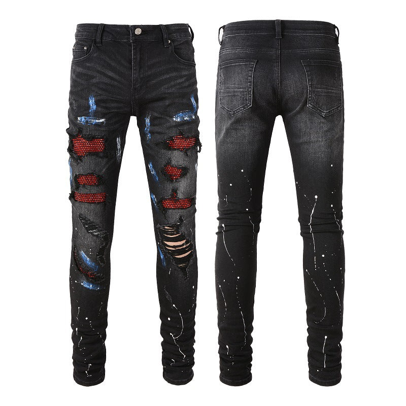 High Street Stylish Black Ripped Denim Pants for Men