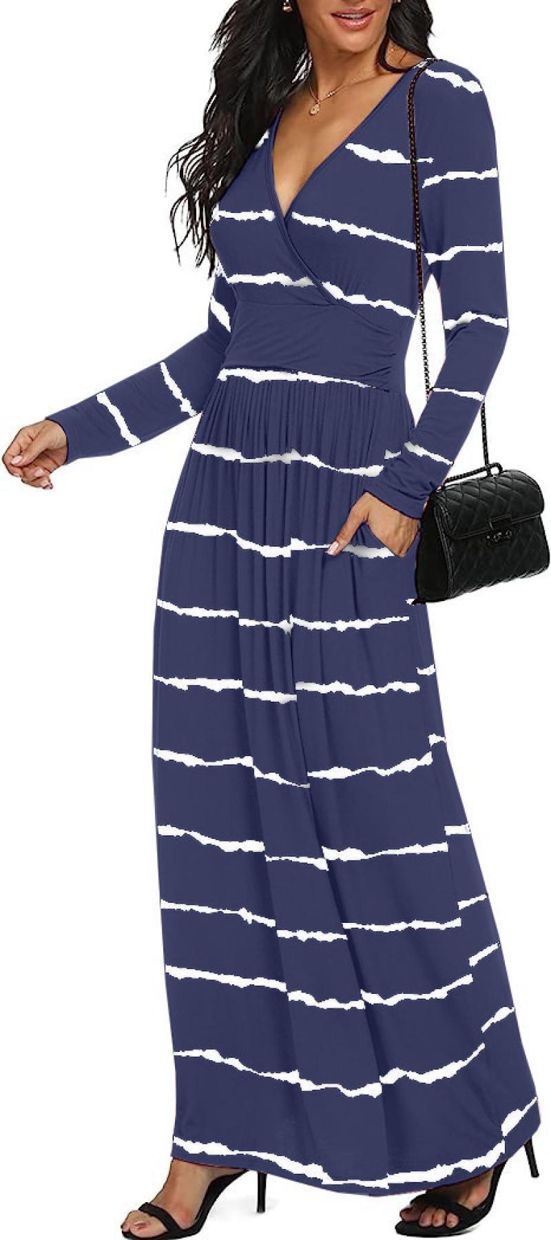Evarisluxe Striped Maxi Long Dress