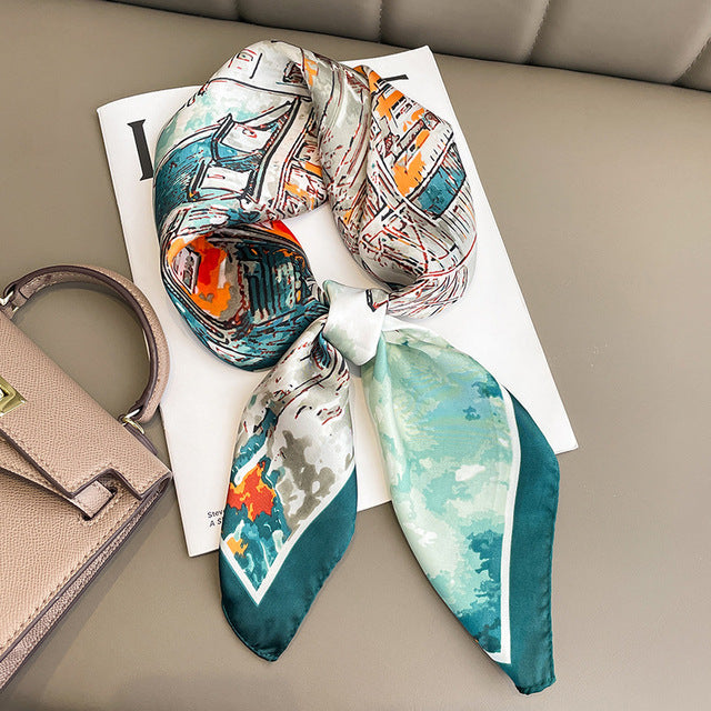 Evarisluxe Silk Satin Square Scarf