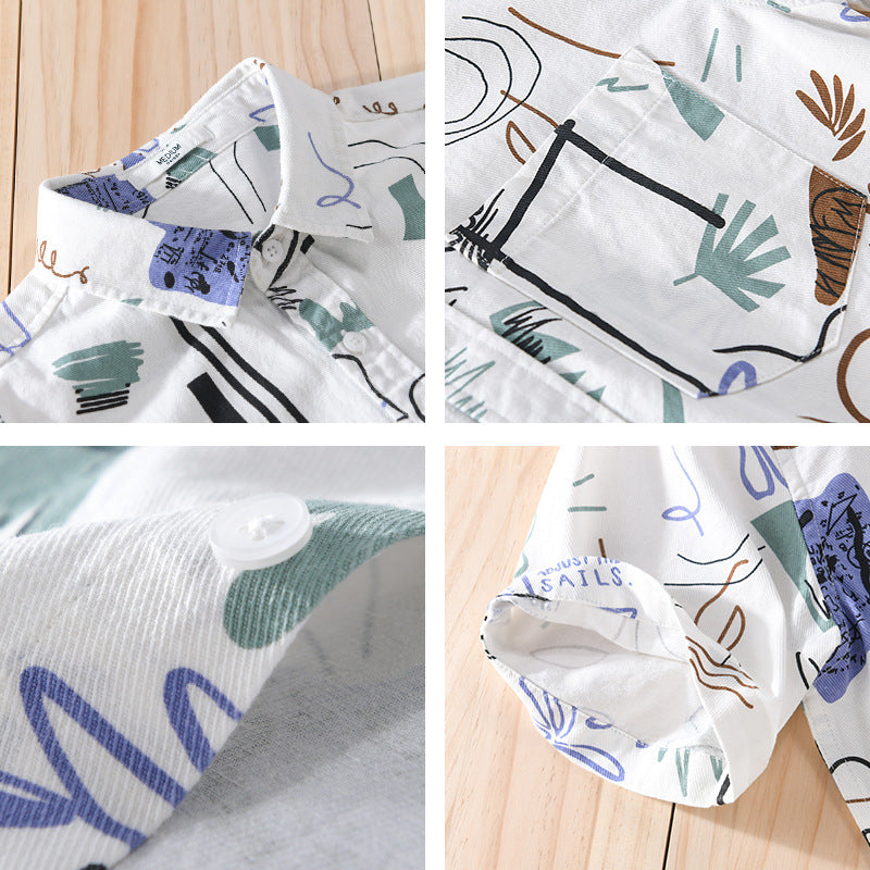 Men's Summer Printed Short Sleeve Casual Shirt 521