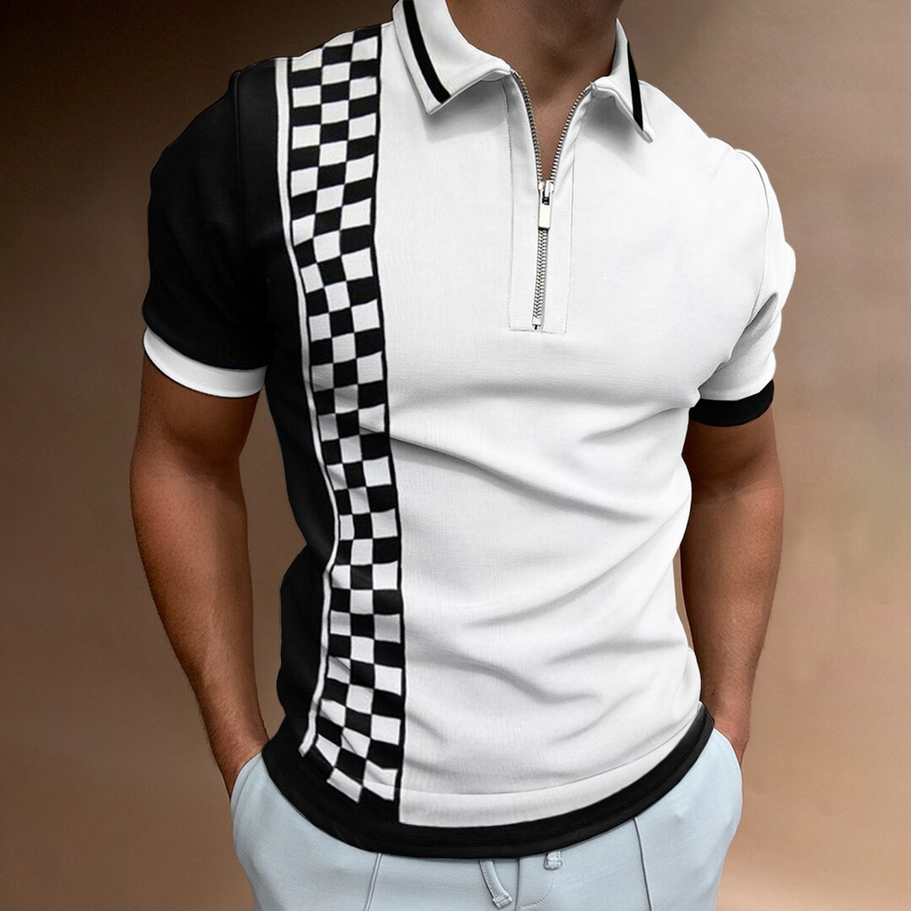Men's Polo Shirt with National Stitching Color Print