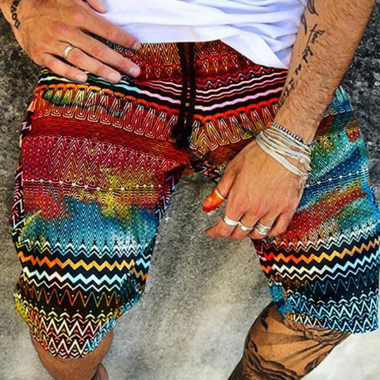Casual Printed Cotton and Linen Summer Shorts