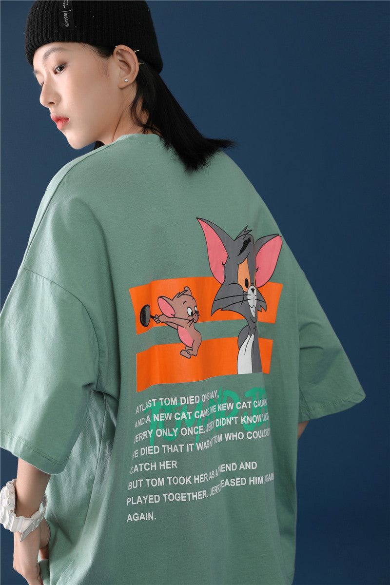 Summer Cotton Casual Sports Set with Graphic Tee (Women)