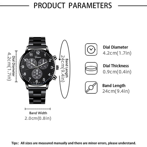 3PCS Men's Fashion Business Watches with Necklace Set