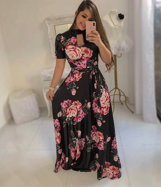Evarisluxe Floral Maxi Dress