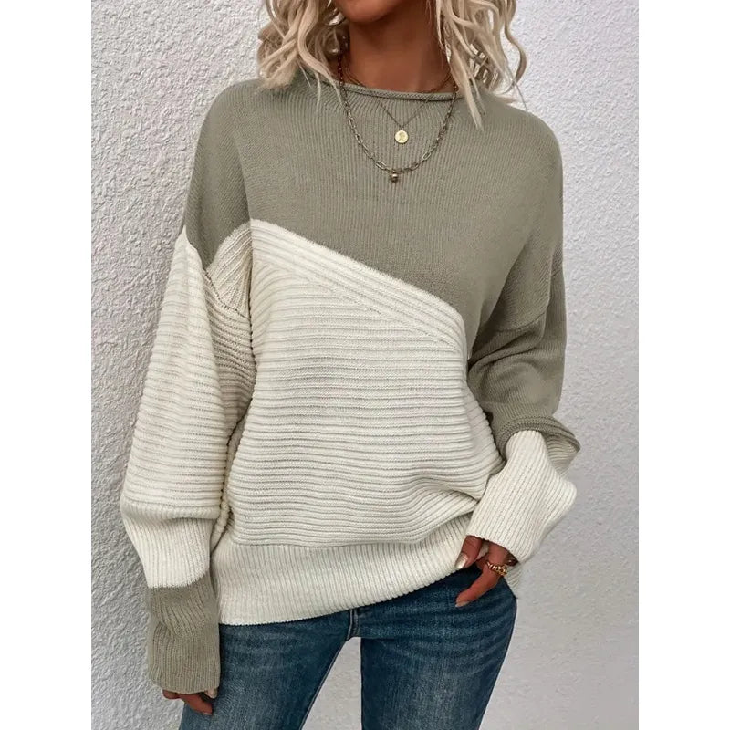Women's Colorblock Knitted Sweater Pullover