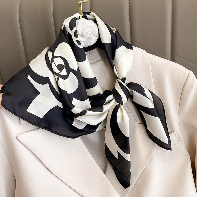 Evarisluxe Silk Satin Square Scarf