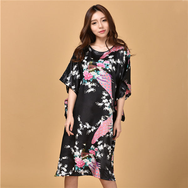 Plus Size Peacock Print Summer Nightgown for Women