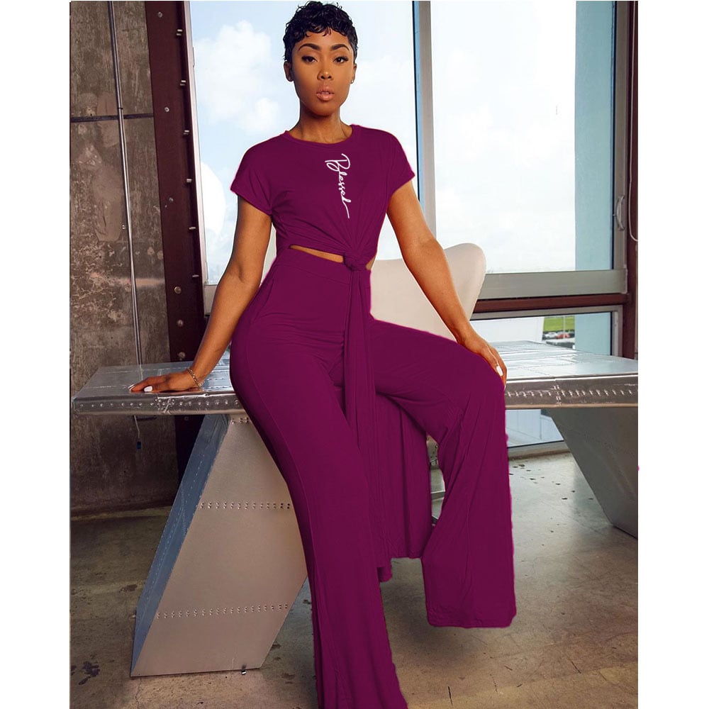 Casual Solid Color Two-Piece Short Sleeve Set