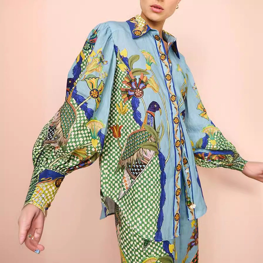 2023 Fashionable Two-Piece Set with Puff Sleeves